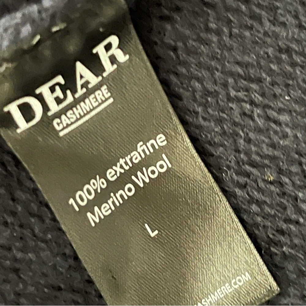 DEAR Cashmere 💯 Merino Wool Navy Blue Open Front Long Cardigan Coatigan L - Picture 4 of 5